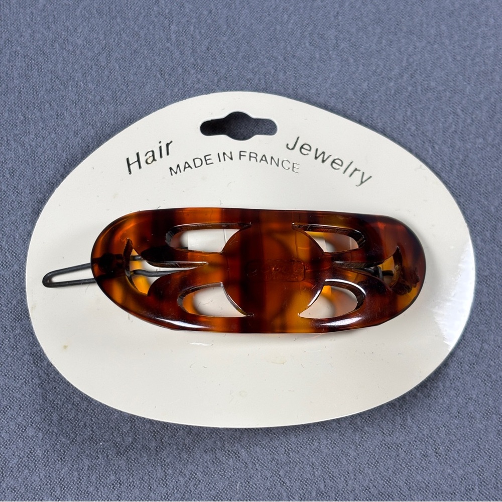 NEW Vintage Tortoise Shell Look Barrette Hair Clip Made France French Arch 2.5”